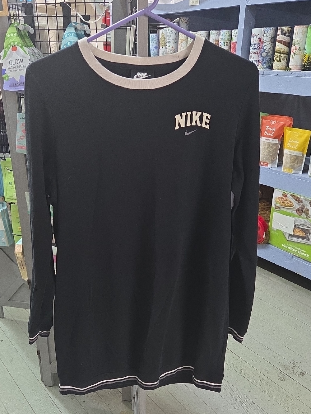 Nike Black Long Sleeve Crew with Cream Trim